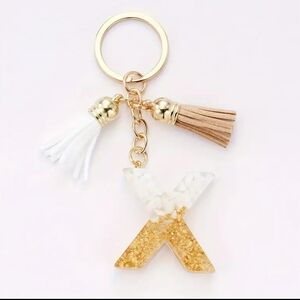 NEW! Resin Letter "X" Initial Keychain Purse Charm w/ DoubleTassels 🎒, Bag